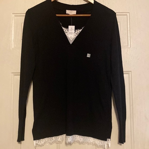 Loft Black Sweater with lace